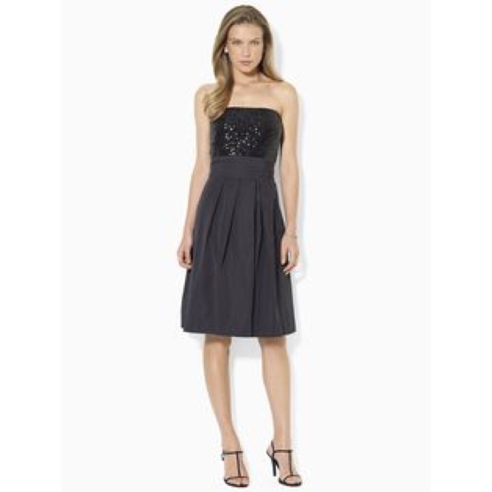 Ralph Lauren Evening Strapless Sequin Bodice Dress